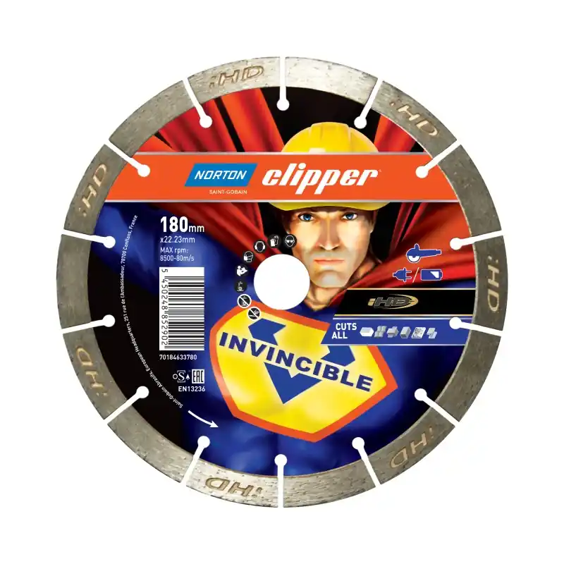 Norton Clipper 70184633780 Lame de scie diamantée Invincible H12 180x22,23 mm