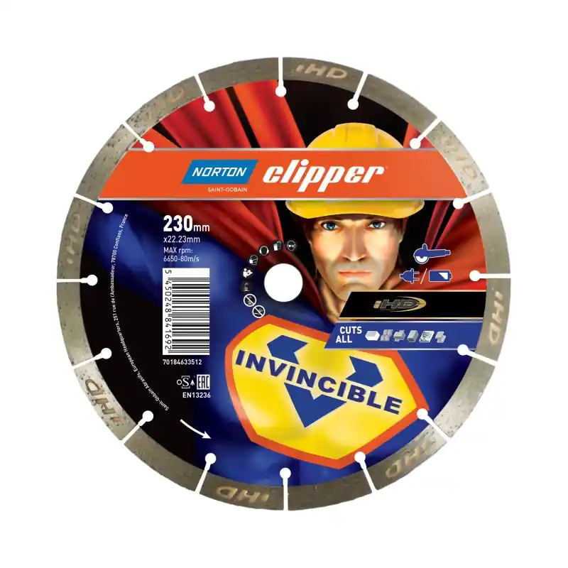 Norton Clipper 70184633512 Lame de scie diamantée Invincible H12 230x22,23 mm