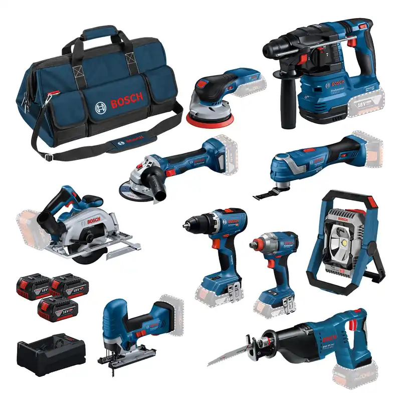 Bosch Bleu BoschTN10 Ensemble combiné de 10 pièces – Kit d‘outils professionnels 18 V avec sacoche à outils