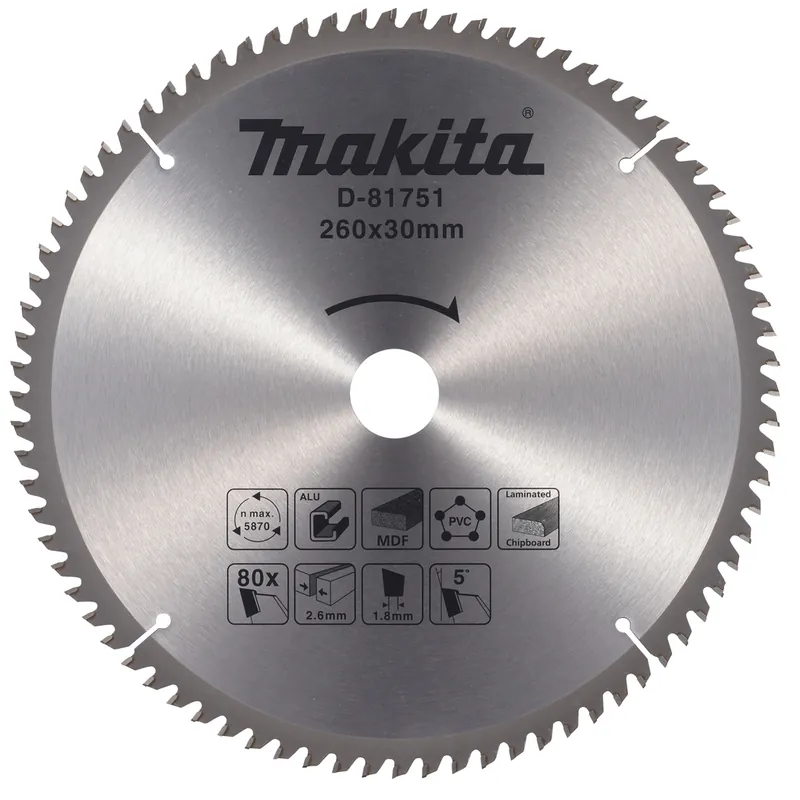 Makita Accessoires D-81751 Lame de scie circulaire multi 260x30 80T 5g