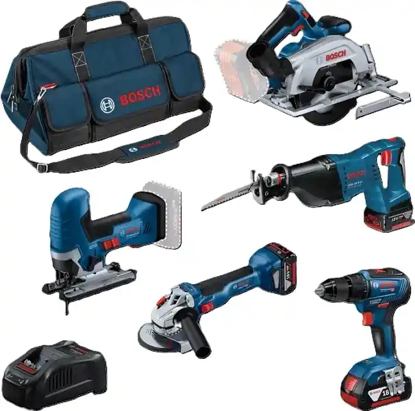 Bosch Bleu 0615A5004E Set Combi 5 pièces - Set d‘outils professionnels 18V avec sac à outils
