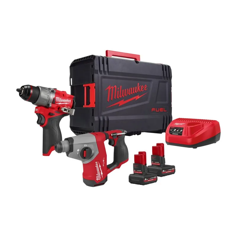 Milwaukee 4933500138 M12 FUEL Powerpack Accu-machine set 2 machines 2x batterie 5.0Ah et chargeur C12C en HD Box