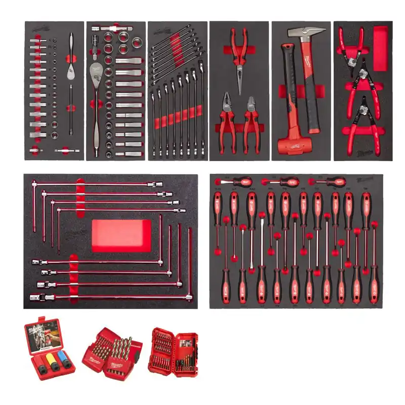 Milwaukee Accessoires 4932499474 Jeux d‘incrustations en mousse Master Automotive/Transport 172 pièces
