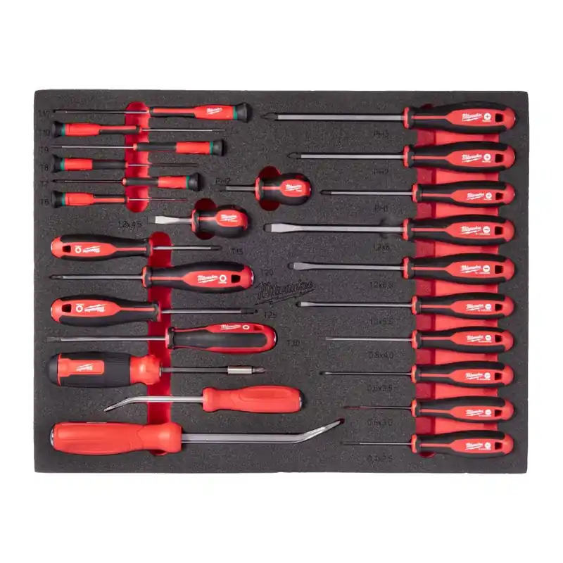 Milwaukee Accessoires 4932500755 Tournevis et pieds-de-biche en mousse 38 pièces