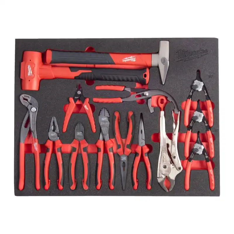 Milwaukee Accessoires 4932500760 Jeu de pinces et de marteaux en mousse 14 pièces