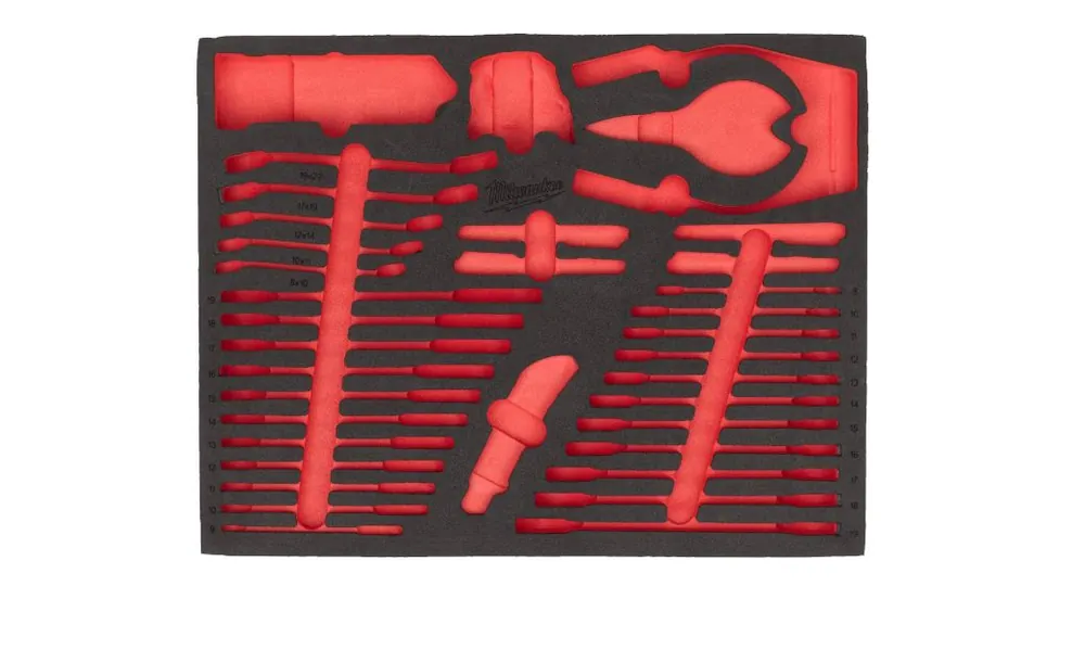 Milwaukee Accessoires 4932500765 Vide Clé en mousse, lumière, outils de coupe et de mesure 36 pièces