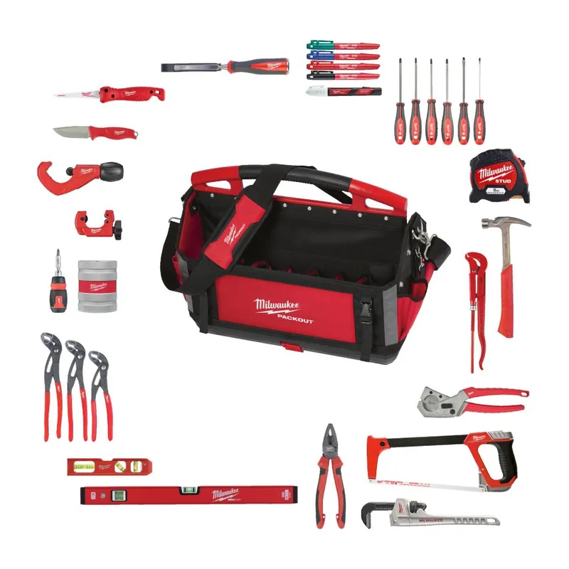 Milwaukee Accessoires 4932501191 Kit du plombier en PACKOUT 50 cm Sac à outils 38 pièces