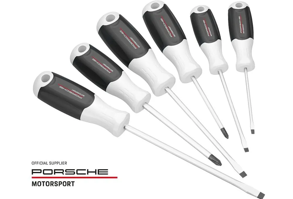 Hazet 811/6-PD Jeu de tournevis Porsche Motorsport - Racing Tool Line ∙ 6 pièces ∙ PH1 - PH2 ∙ 0,5 x 3 - 1,2 x 6,5 ∙ Profil Phillips PH ∙ Profil fendu