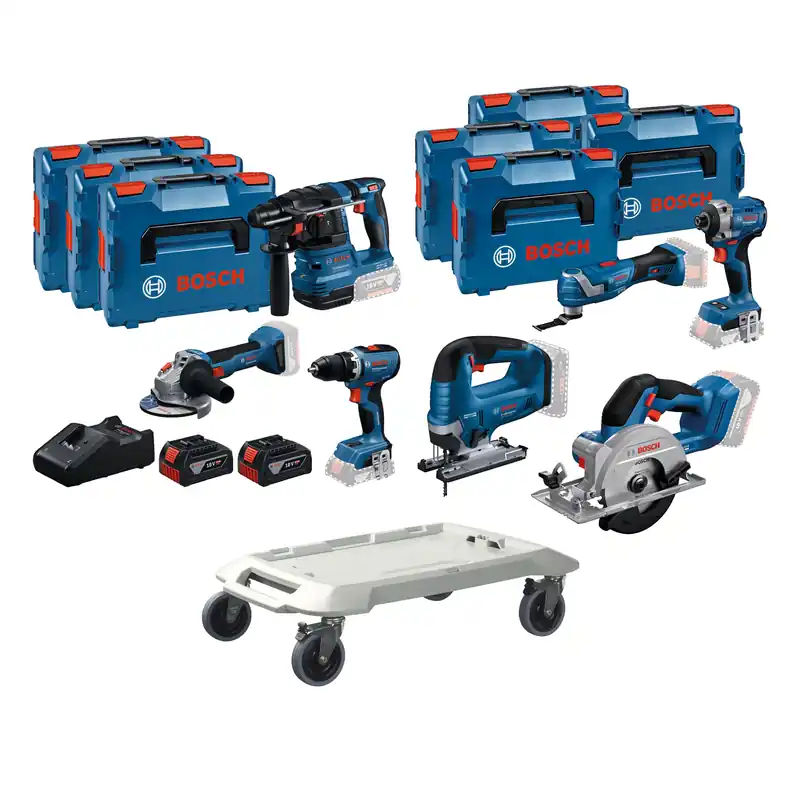 Bosch Bleu BoschTN7 Set Combi 7 pièces - Set d‘outils professionnels 18V avec L-Boxx Roller