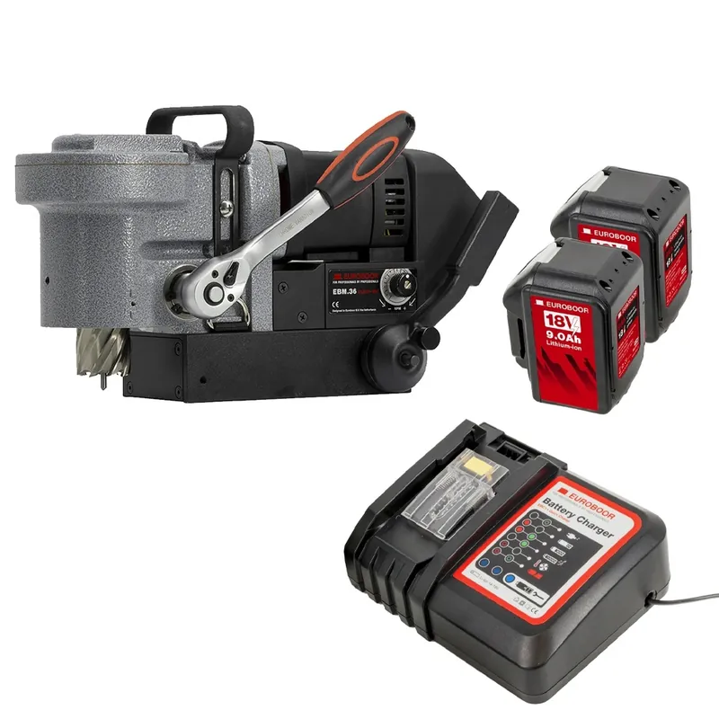 Euroboor 30511036010004 EBM.36+LP/P-18V Carotteuse magnétique Accu Ø36 mm 18 V incl. 2x 9Ah et chargeur en mallette