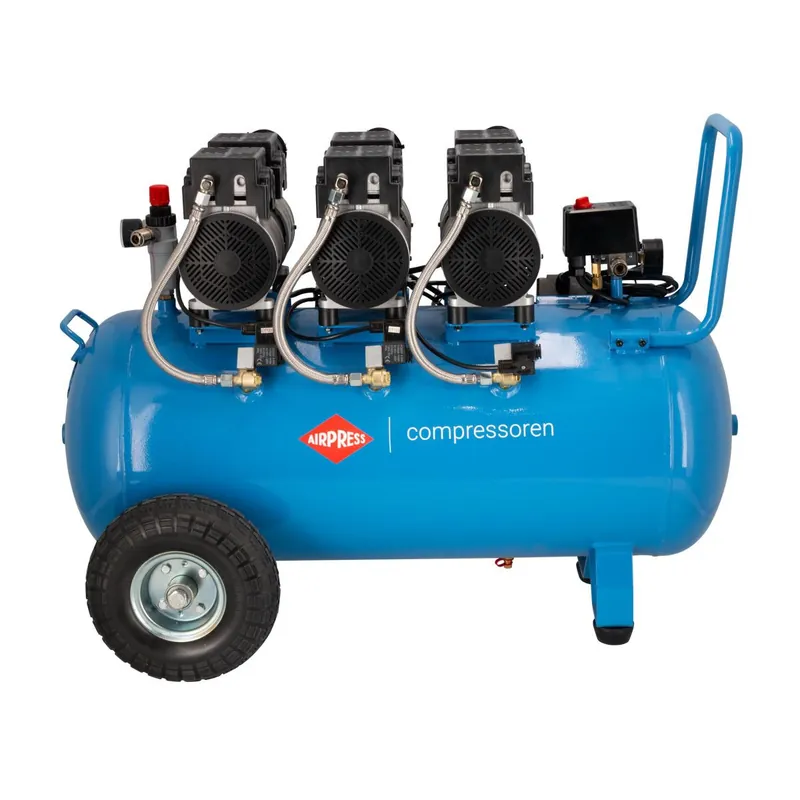 Airpress 36537 Compresseur LMO 100-380 Silent Compresseur silencieux sans huile 8 bar 3 hp (3 x 1 hp) / 2,25 kW 280 l/min 90 l