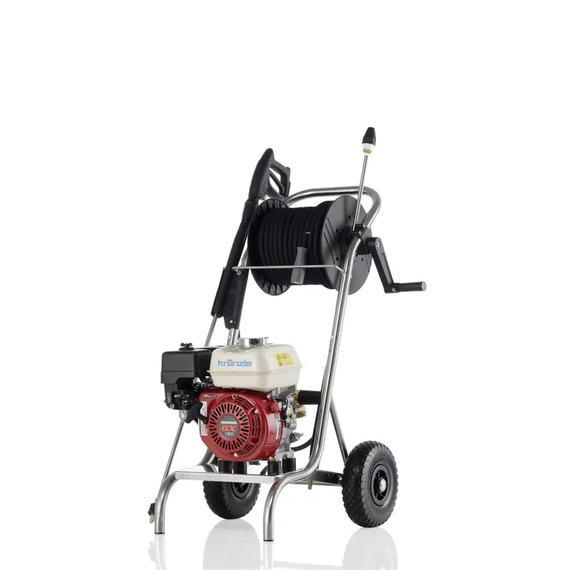 Kränzle 61802.7 Profi-jet B 10/200 Nettoyeur haute pression à eau froide chariot en acier inoxydable avec enrouleur + SK plug nipple D12