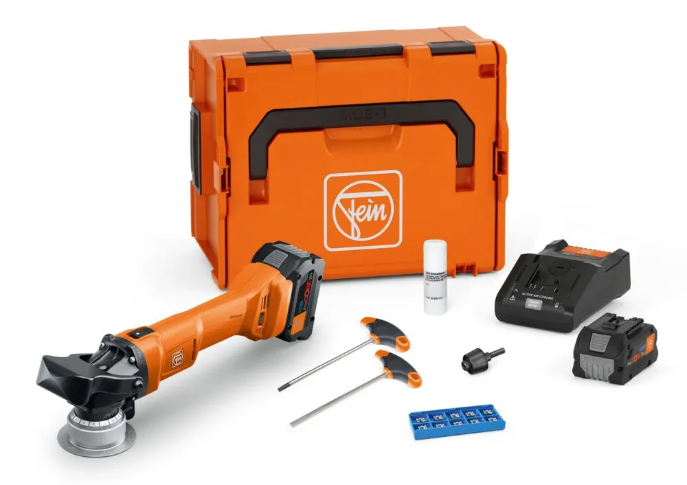 Fein 71380563000 AKFH 18-5 AS Affleureuse sans fil jusqu‘à 5mm set de base comprenant 2x 18V 8.0Ah ProCORE batterie et chargeur dans une valise L-BOXX