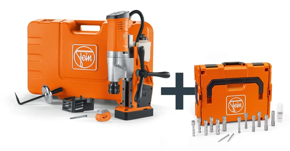 Fein 72705463000 KBU 35 QW Structural Steel-Set 3/4 in Weldon Carotteuse magnétique universelle jusqu‘à 35 mm avec set utilisateur en mallette + mallette L-BOXX
