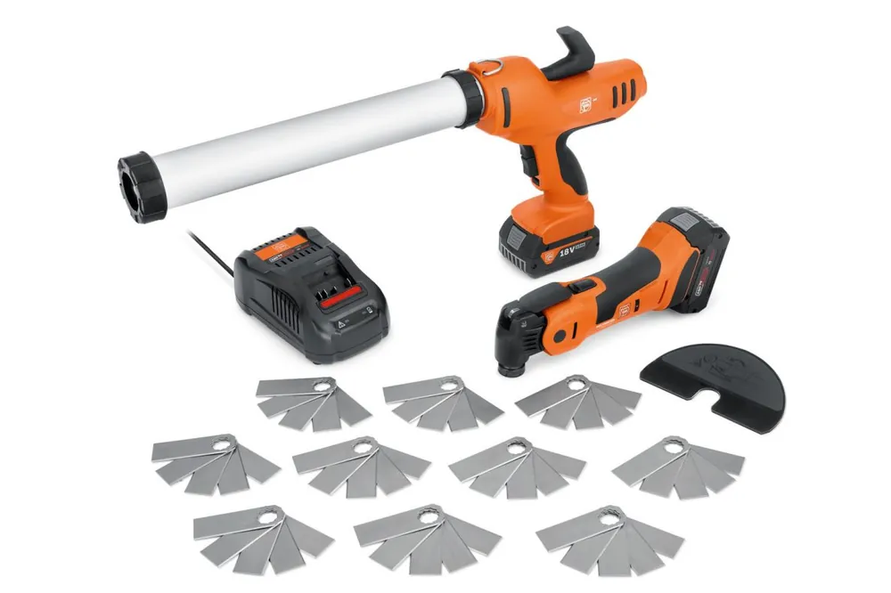 Fein 71902360000 Offre combinée rénovation commune set 2 machines AKP 18-600 AS + AMM 700 1.7 Q AS 2x 18V 4.0Ah batteries et chargeur