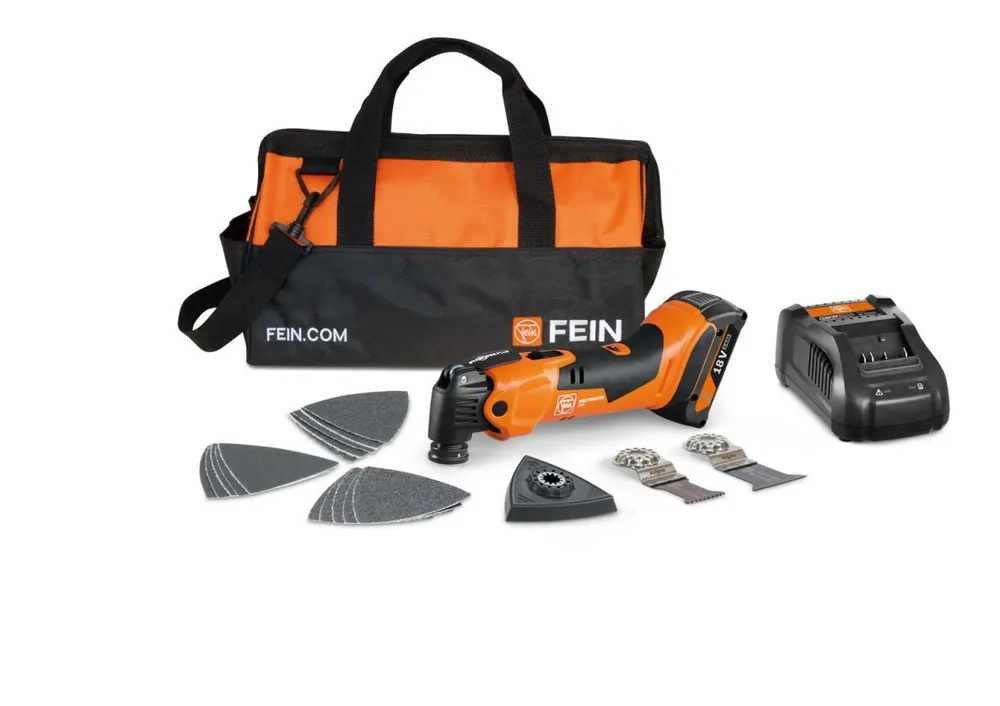 Fein 71293869000 AMM 500 PLUS AS Accu multi-tool set 1x 18V 2.0Ah battery and charger in nylon bag