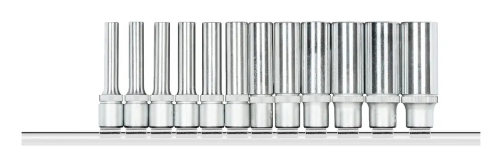 Gedore RED 3300021 R41008012 Jeu de clés à douilles 1/4" 6-kt + rail 12 pièces