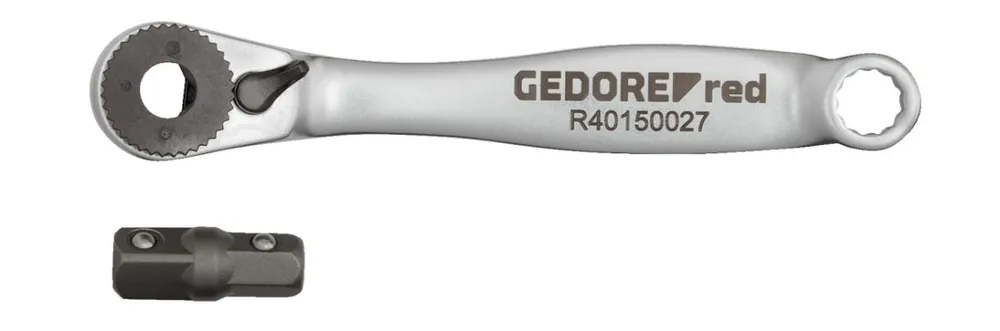 Gedore RED 3300161 R40150027 Clé à cliquet L/R 1/4" L 91 mm angle de retour 5° + adaptateur