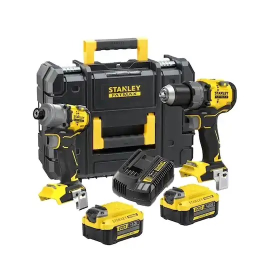Stanley SFMCK211M2T-QW CombiKit V20 Brushless Accu screwdriver/hammer drill + Brushless Accu impact screwdriver 2x 18V 4.0Ah battery and quick charger in case